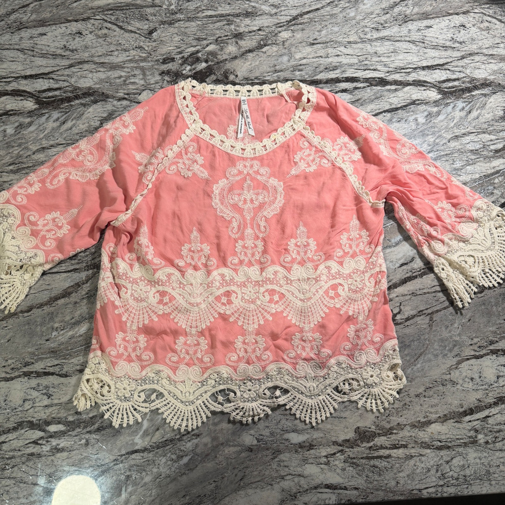 Women's Casual Blouse Top Short Sleeve Fashion Shirt - Pink - Medium